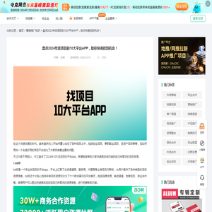 盘点2024年找项目的10大平台APP，助你快速找到机会！-BD邦